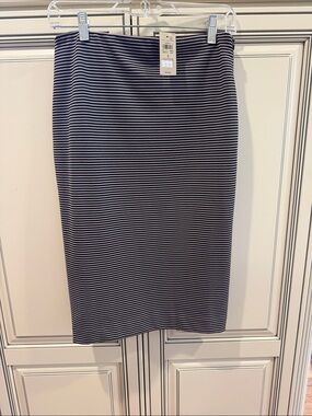 Ann Taylor black and cream Striped Pencil Skirt